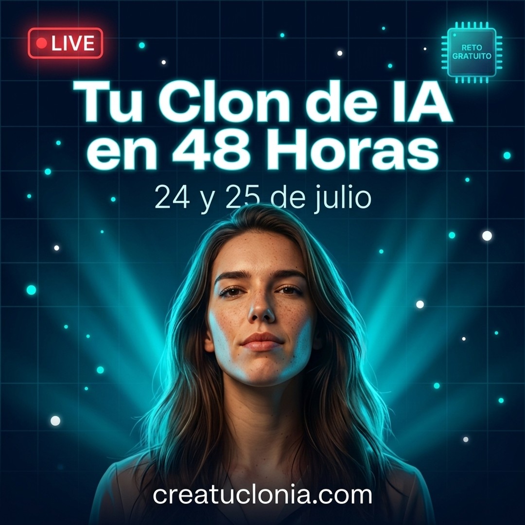 Cartel Tu Clon de IA en 48 horas, creativo ganador de la campaña de Meta Ads